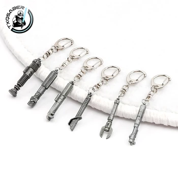 Txqsaber mini lichtschwert schlüssel bund anhänger für obi wan kenobi luke skywalker teile zeigen schwert schwert metall diy zubehör