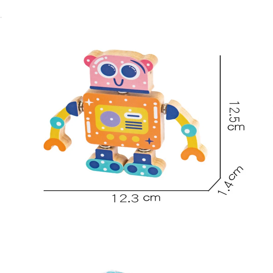 Snap-Together-Bauspielzeug aus Holz, Roboter-Bausteine, Montessori-Spielzeug, Geschenk für Kleinkinder im Alter von 3, 4, 5, 6 Jahren