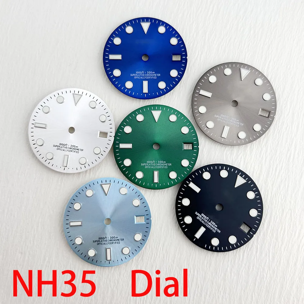 Watch dial green glowing men\'s watch dial 28.5mm suitable for N H 3 5 movement watch accessories repair tools