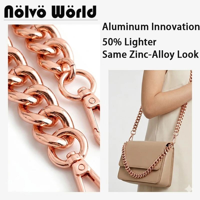 30/60/100/120cm Rose gold Luxury Aluminum Chain Handbag Strap Anodized Colored Chain for DIY Accessories Women Bags