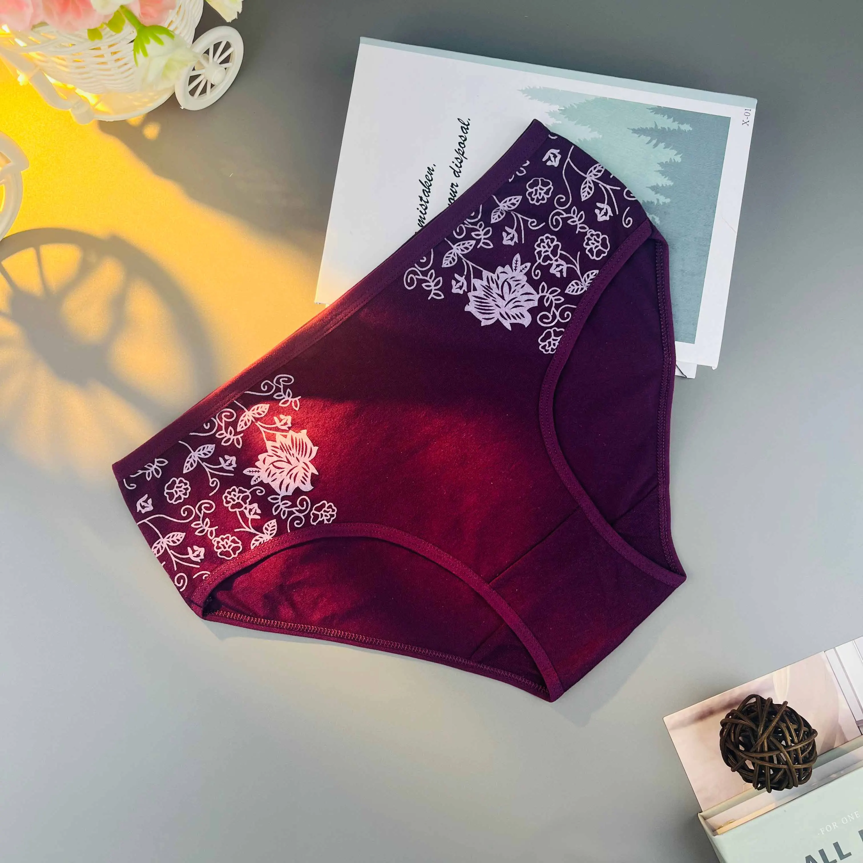 [9 peças de calcinha feminina com estampa floral] confortável e respirável, cores sortidas – lingerie macia e confortável para roupas casuais