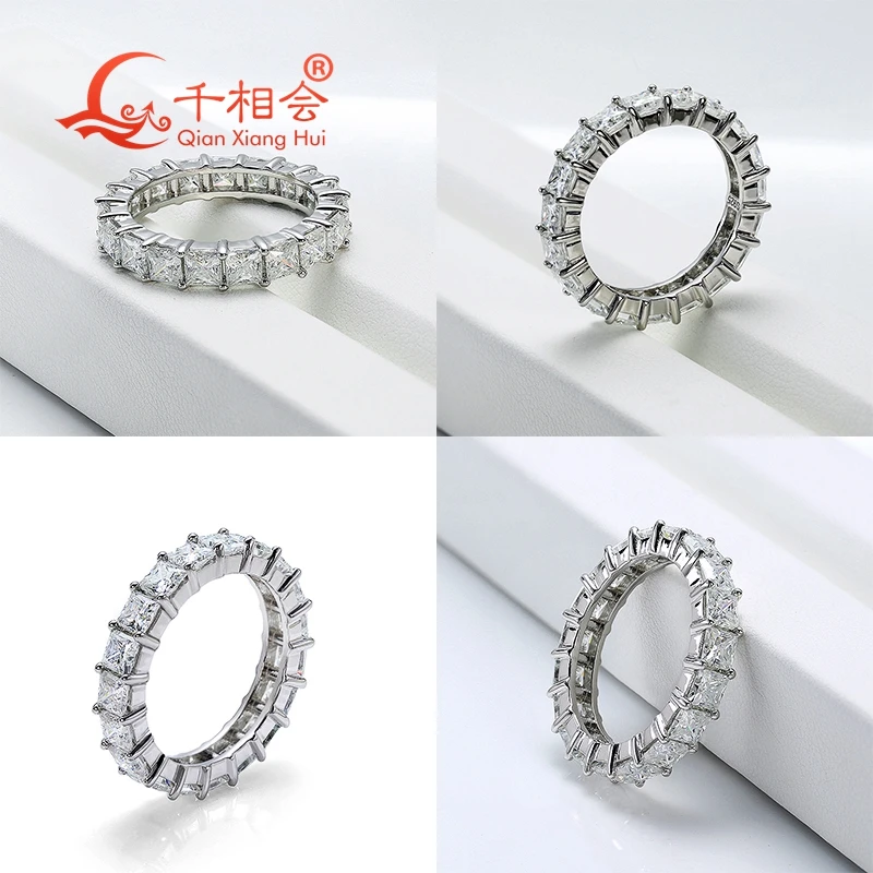 square 3.5mm Tension setting Eternity Band D white vvs moissanite 925 Sterling Silver Ring Jewelry Rings Engagement Ladies men