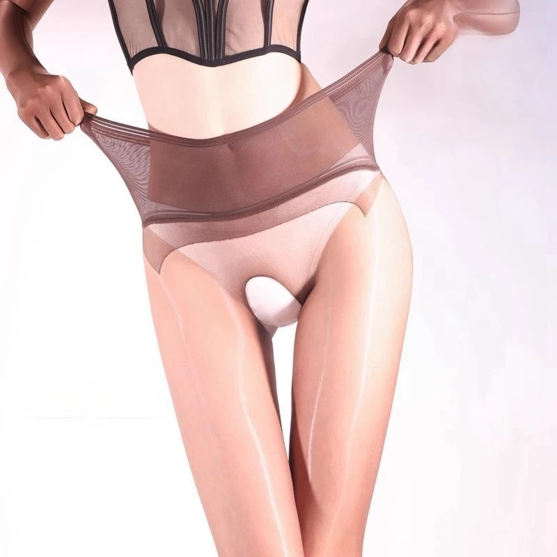 

Hot Ladies Mesh Waist Skinny Leg Tights Oil Shiny Pole Dance Nightclub Party Lingerie 5D Smooth Glossy Seamless Pantyhose