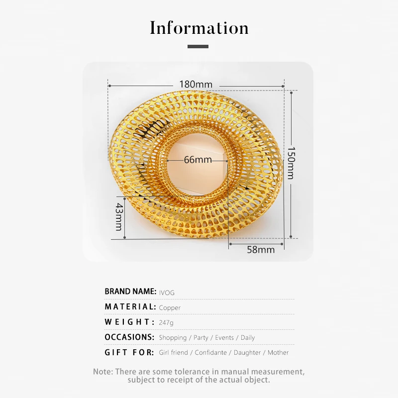 IVOG Unique Designed Large Bracelet For Women Bird's Nest Gold Color Bracelet Fashion Jewelry Banquet Accessory Official-website