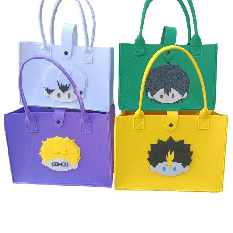 ใหม่Haikyuu Hinata Shoyo Kozume Kenmaอะนิเมะอุปกรณ์ต่อพ่วงสร้างสรรค์การ์ตูนน่ารักรุ่นQแบบพกพาขนาดใหญ่ความจุFeltกระเป๋า