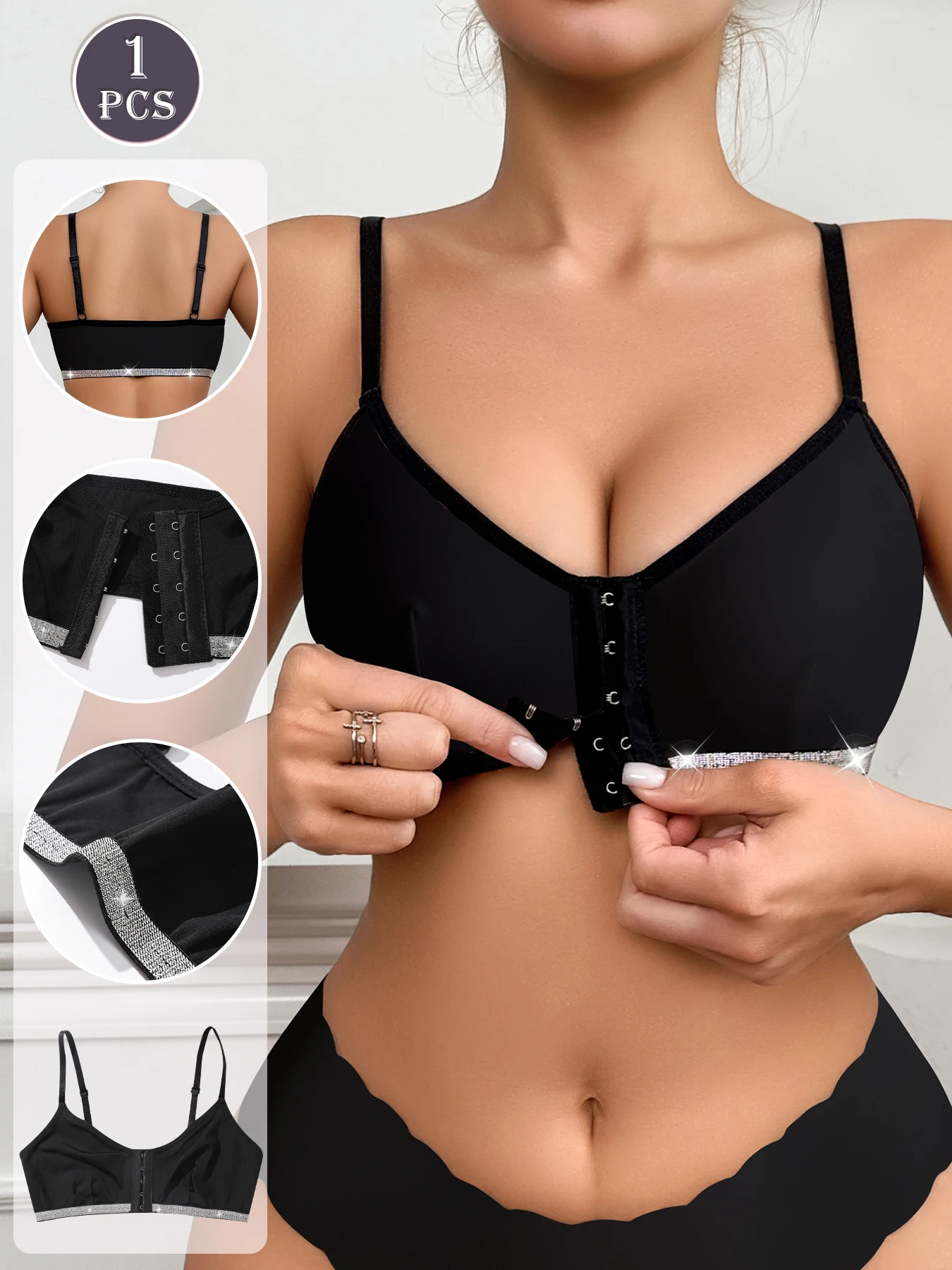 1pc Women's Underwear, Front Closure Bra