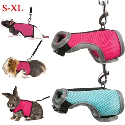 Adjustable Pet Chest Strap With Leash Soft Mesh Harness Small Rabbits Rat Vest Leashes Set Elastic Rabbits Accessories Lapin