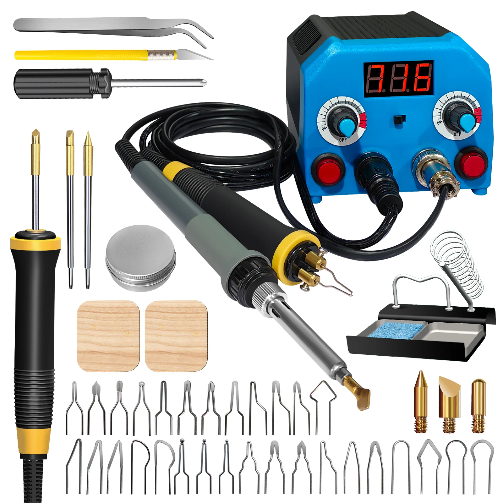 Kit de quemador de madera LH55-3-3, herramienta para quemar madera, bolígrafo, kit de quema de madera con termómetro Digital, temperatura ajustable