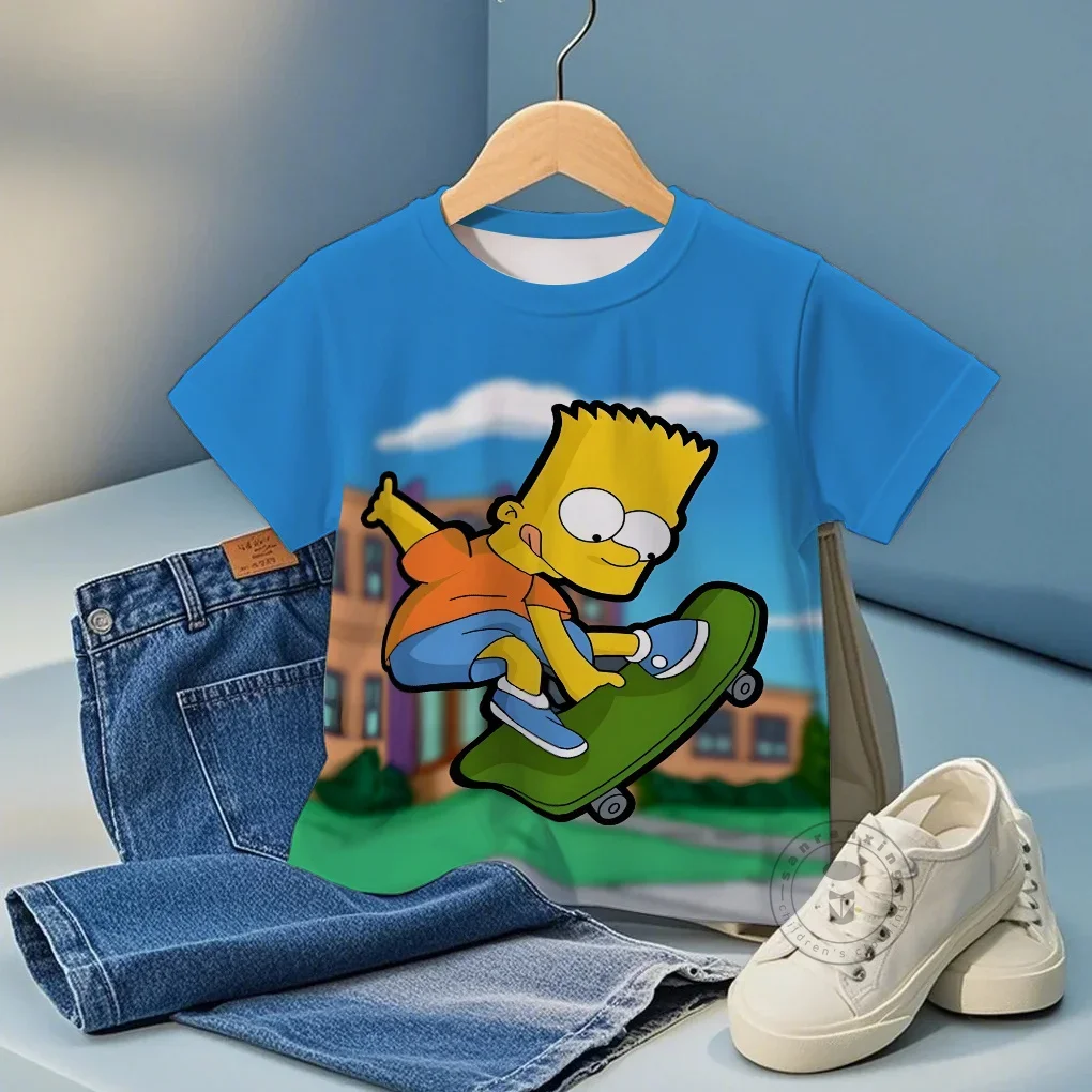 

Adorable The Simpsons Cartoon T-Shirt Summer Fashion For Boys Girls Kids 3D Printed Casual Comfortable Top Fit Age 3-16