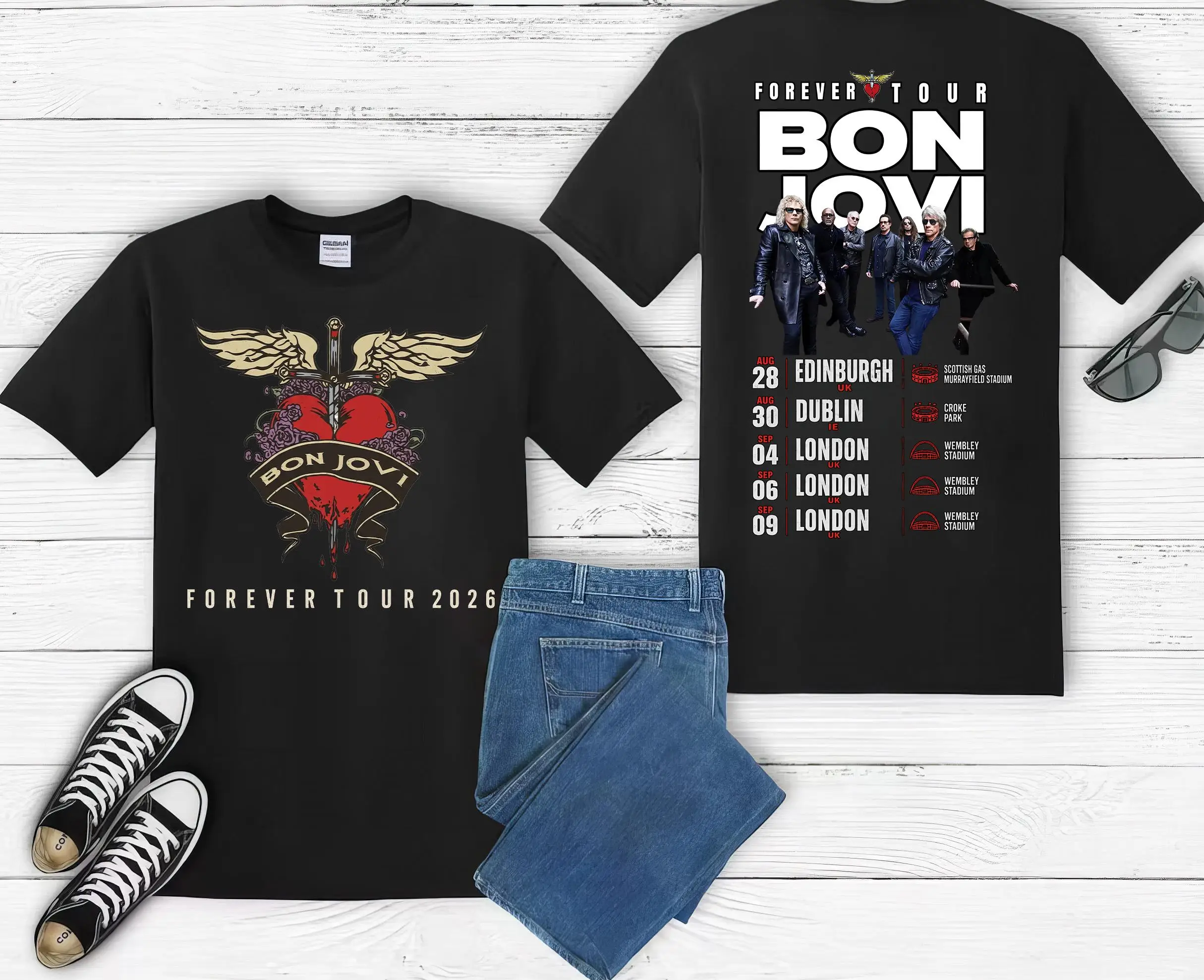2026 Bon Jovi Forever Tour T-Shirt 2026 Concert Bon Jovi Rock Band Shirt Gift 80s Shirt Bon Jovi Merch Men and Women T Shirt