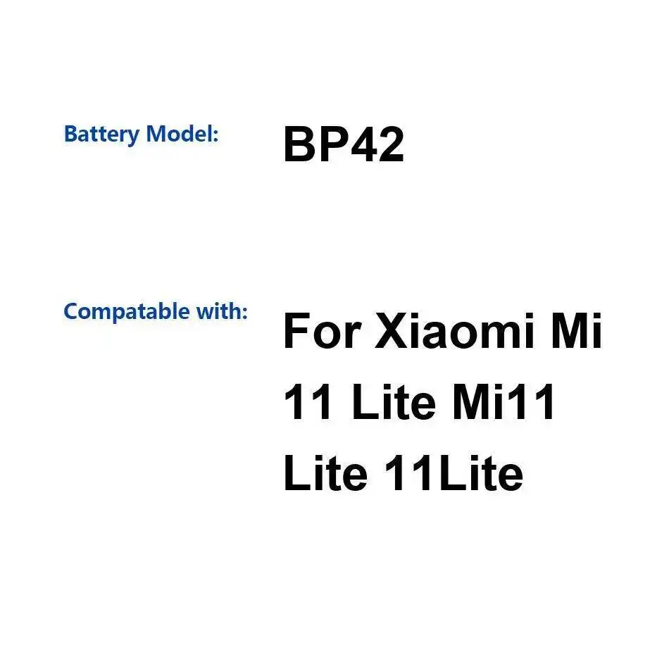 

4250Mah Mobile Phone Battery For Xiaomi MI 11 Lite Mi11 11Lite BP42 High-Efficiency