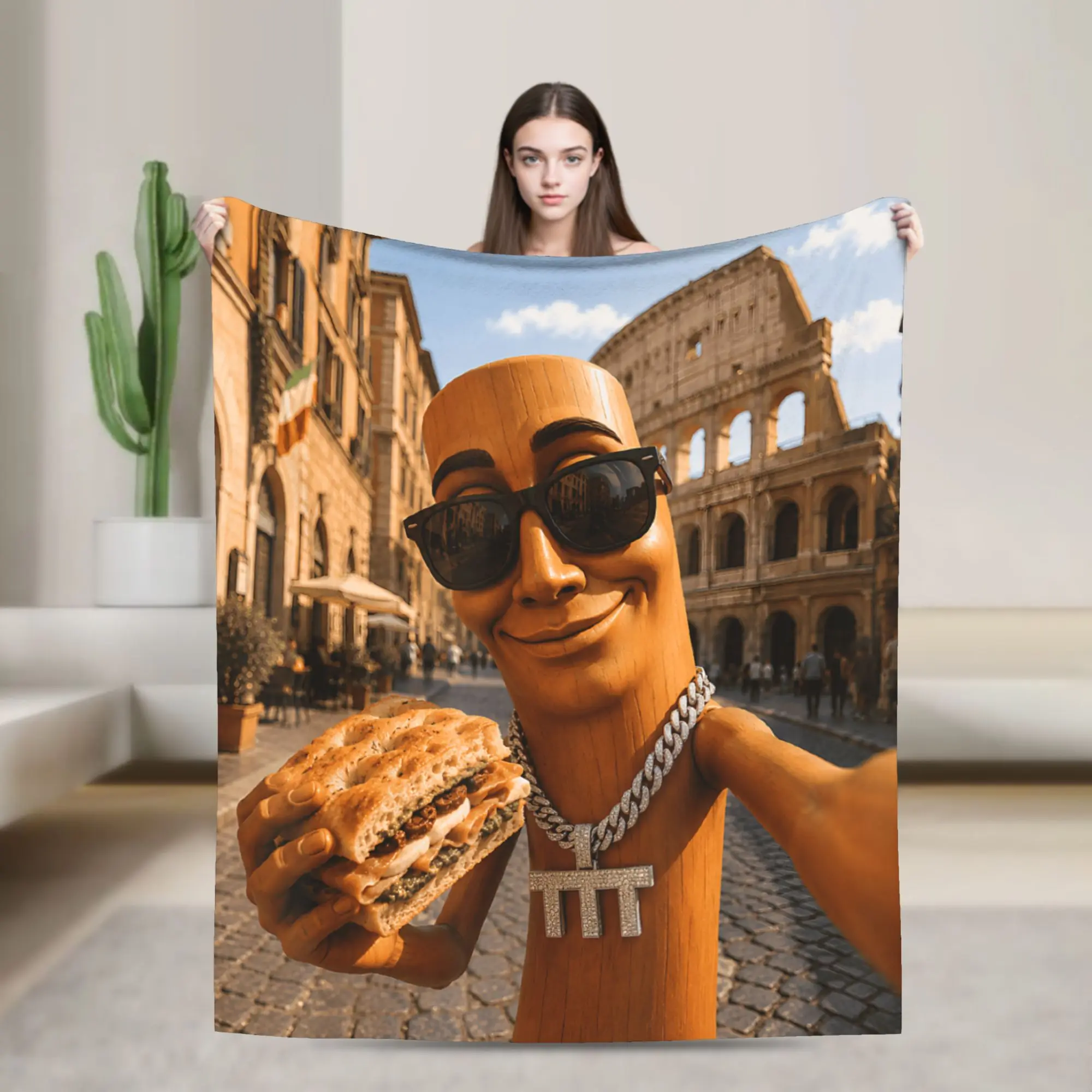 Italian Focaccia Sandwich Tung Sahur Food Tour Blankets Warm  Throw Blanket Winter Adults Outdoor Travel Bedspread