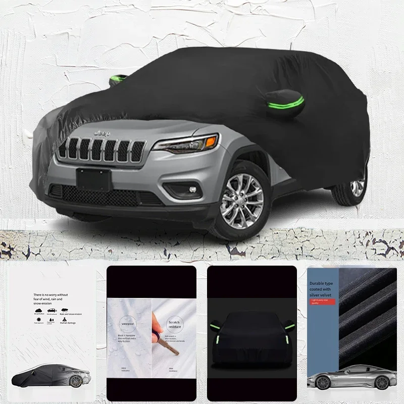 

For Jeep Cherokee Anti-UV Sun Shade Rain Snow Resistant Black Cover Dustproof Car umbrella Full Car Cover Outdoor Protection