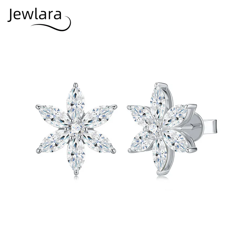 

Серьги-гвоздики Jewlara Flower Ins, серебро 925 пробы с муассанитом, фиолетовые серебряные серьги, ювелирные изделия