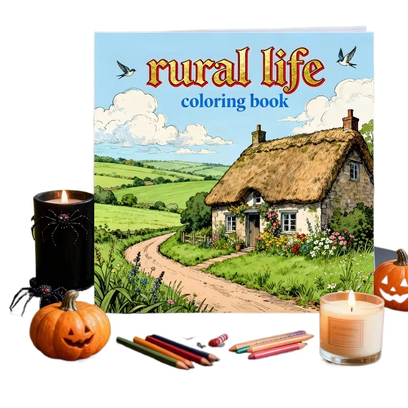New Countryside Scenery Themed Coloring Book, Graffiti & Fill-in Drawing Notebook