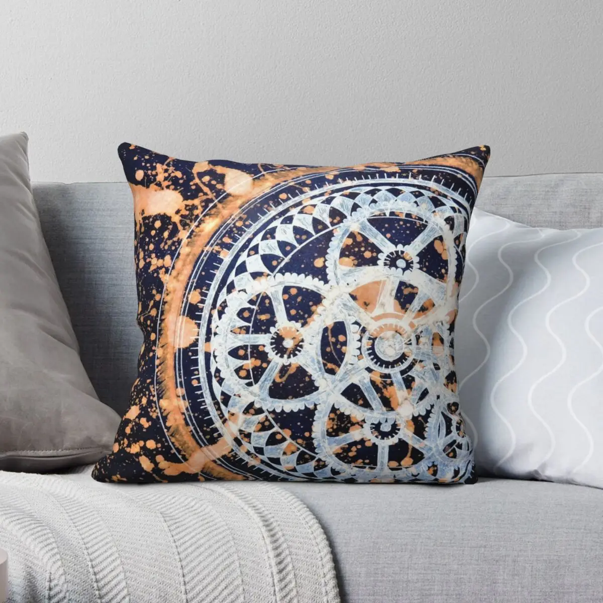 

Steampunk Clockwork Pillowcase Polyester Linen Velvet Printed Zip Decorative Bed Cushion Case