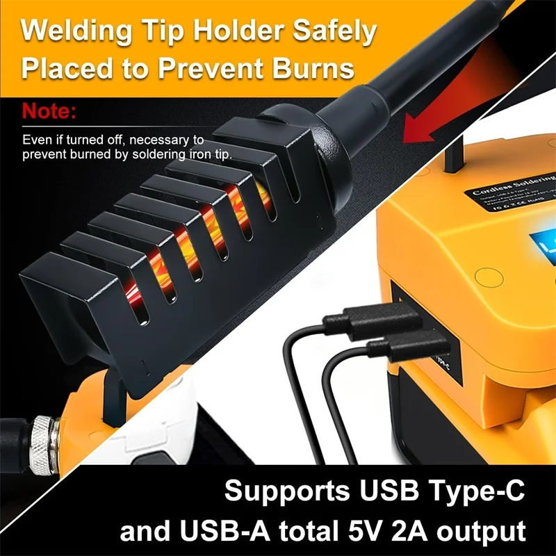 

Powered Soldering Kit for Dewalt/Milwaukee/Bosch 18V Li-ion Battery Electric Soldering Iron Station with USB&Type-C Port Battery