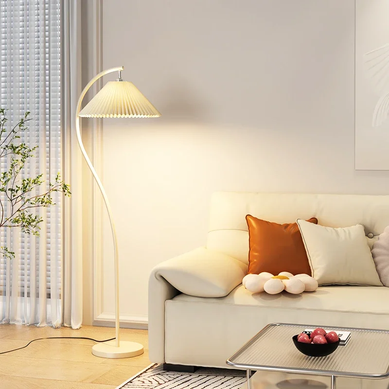 

American Pleated Led Floor Lamps Living Room Sofa Side Standing Lamp Bedroom Bedside Light Ambient Lights Home Decor