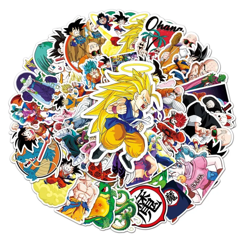 50pcs Dragon Ball Graffiti Cartoon Anime Sticker Decoration Water Cup Luggage Desktop Stationery Skateboard Refrigerator Sticker