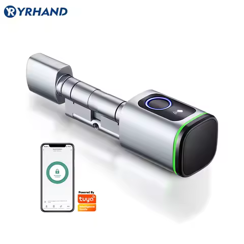 Euro Tuya Smart Fingerprint Electronic lock with Cylinder Tuya BLE Smart Euro lock Lock fechadura APP Remote Control Key Unlock