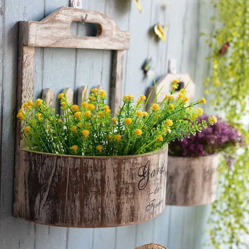 Garden Wall Hanging Flower Pot Hanging Planter Frame Plant Storage Basket Holder Plant Hangers Home Decor  Rural Retro Style