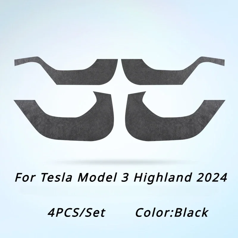 For Tesla Model 3 Highland 2024 Car Door Anti Kick Pad Suede Door Panel Protective Stickers Auto Doors Anti-Dirty Trim 4Pcs/Set