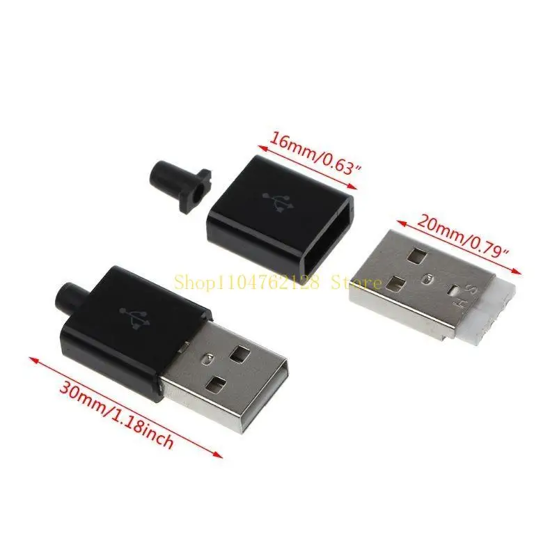 10 Pcs DIY USB 2.0 Type A Male 4P Adapter Connector Plug Socket with Plastic She best sale