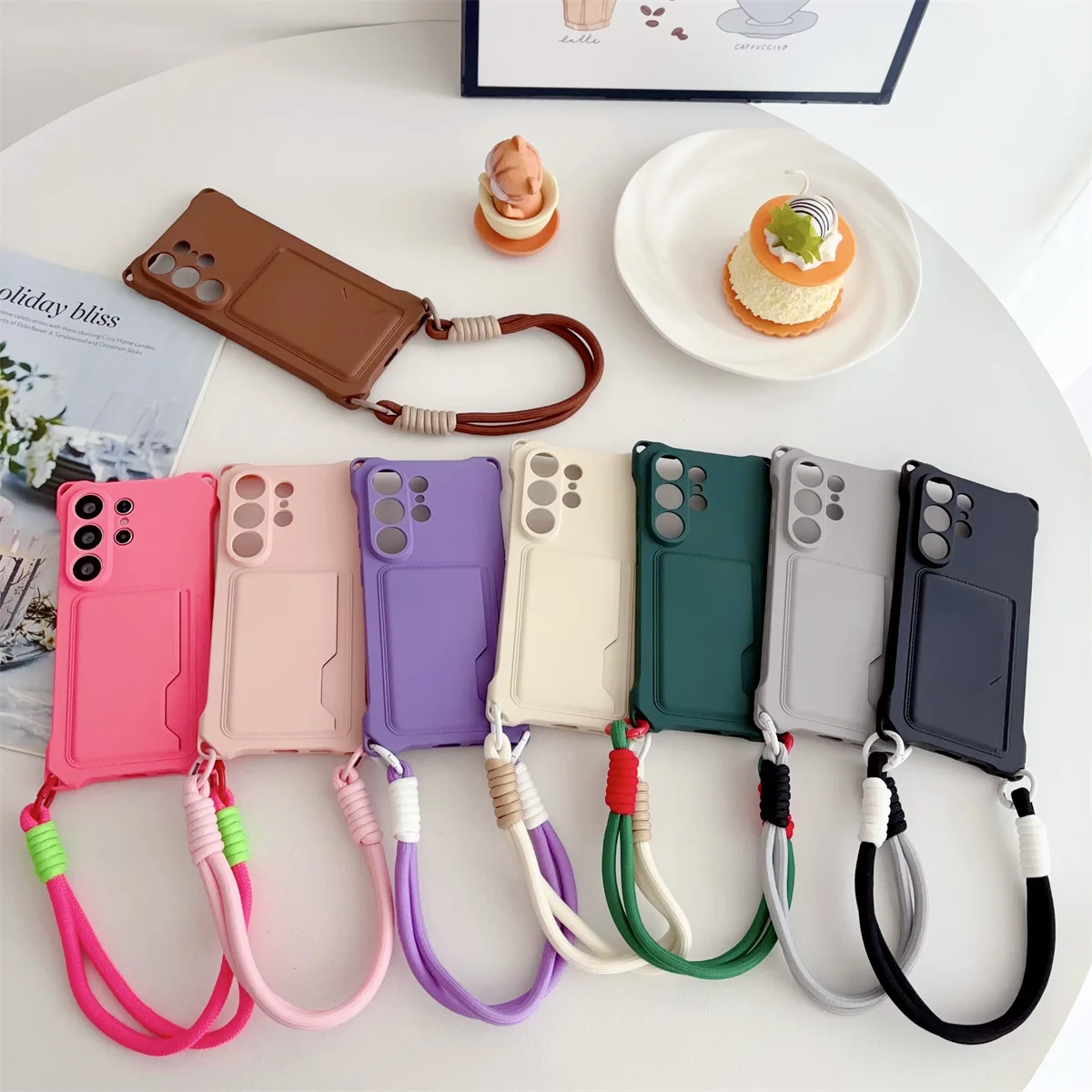 Handgelenkband Brieftasche Kartenhalter Handyhülle für Samsung Galaxy S26 S25 S24 Ultra S23 FE S22 Plus A17 A56 Silikon Schutzhülle – Detail 1