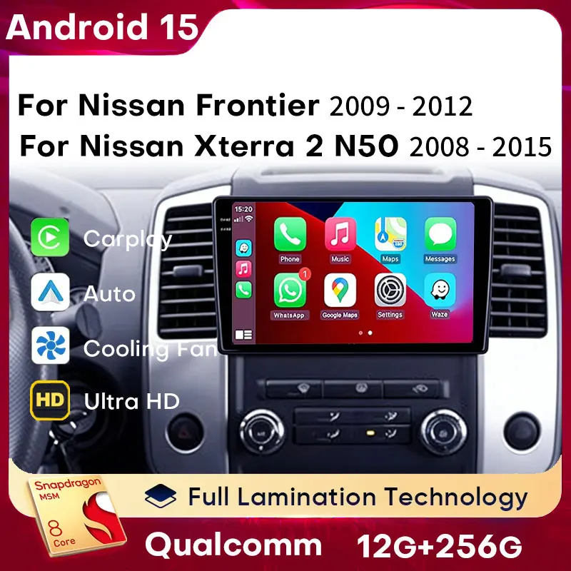 Radio para Auto con Android 15 y Carplay para Nissan Xterra 2 N50 2008-2015, para Nissan Frontier 2009-2012, Reproductor Multimedia con Navegación y Estéreo