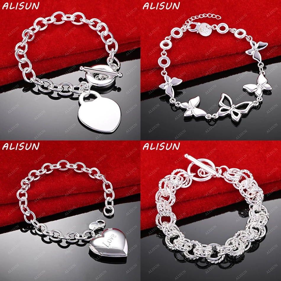 

ALISUN 925 Sterling Silver Geometric Design Bracelets For Women Men Creativity Gifts Street All-match Party And Daily Wear