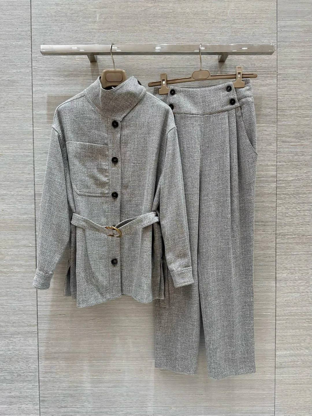 

Wool cotton linen blend breathable fabric casual elegant pant suit