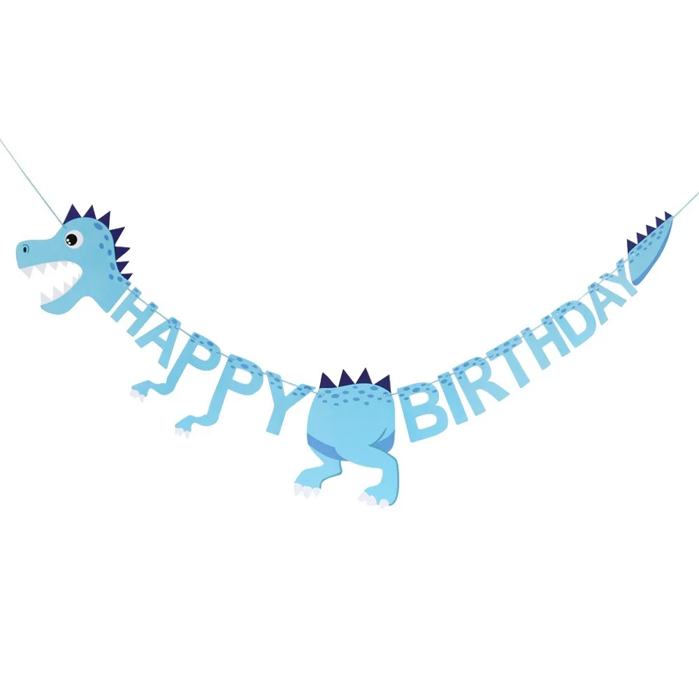 Cartoon Dinosaurier Happy Birthday Banner Dschungel Safari Dino Thema Happy Roar Kinder Jungen Mädchen Geburtstagsparty Girlanden Deko – Detail 4
