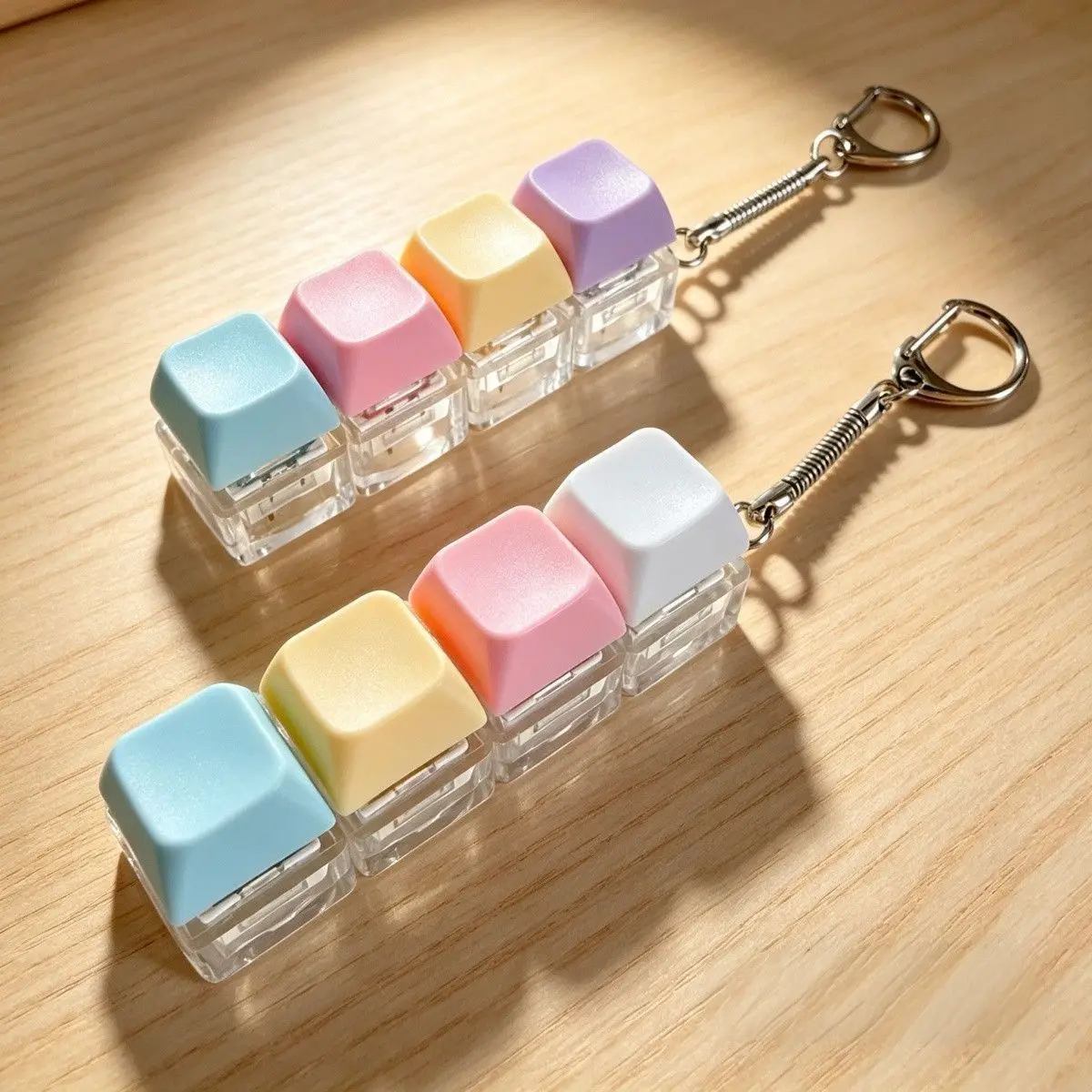 New Decompression Keyboard Key Toy 4/9 Buttons Finger Pinch Game Heart-shaped Stress Relief Fidget Keychain Portable Office Desk