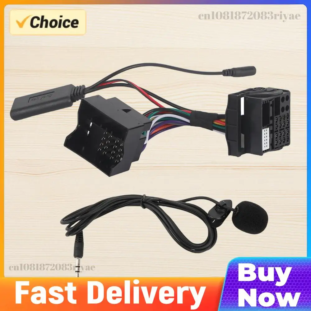 Radio Wiring Harness with Microphone Aux Adapter Harness Wire Bluetooth-compatible Music Player Cable for VW Passat Jetta Touran