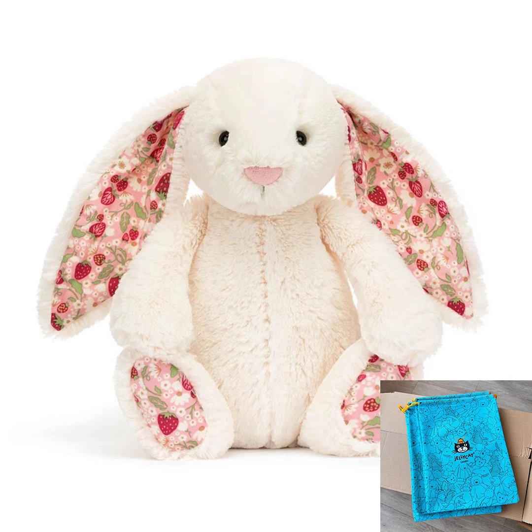Hot Jc Bonnie Rabbit knuffel met bloemenoren Kawaii gevulde pop zacht bankkussen kinderverjaardagscadeau kamerdecoratie