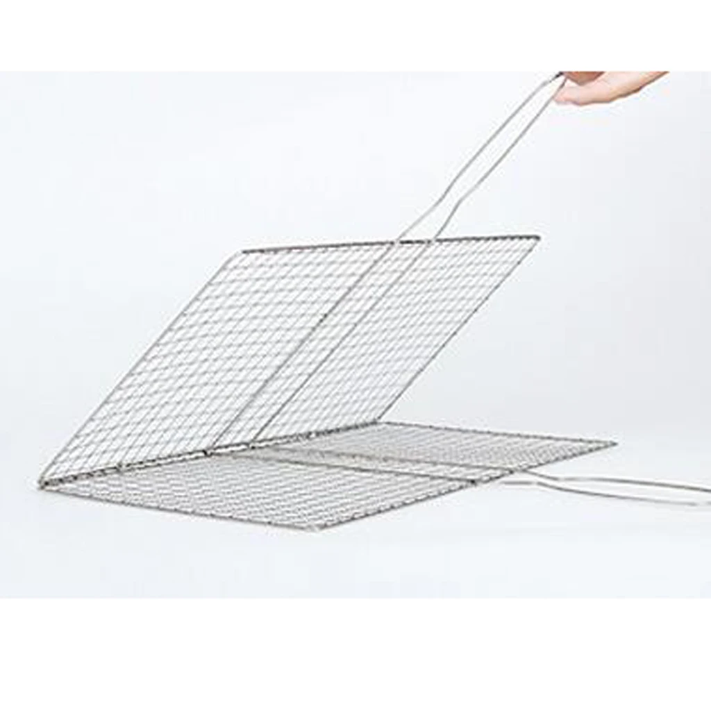 Cesta portátil de acero inoxidable para barbacoa, parrilla para pescado, verduras, bistec, chuletas de camarón y muchos otros alimentos