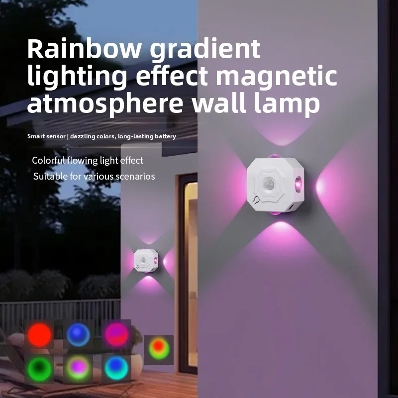 充電式rgb-ledモーションセンサー磁気壁掛けスポットライトナイトライト（寝室、廊下、階段、リビングルーム、家の装飾用）