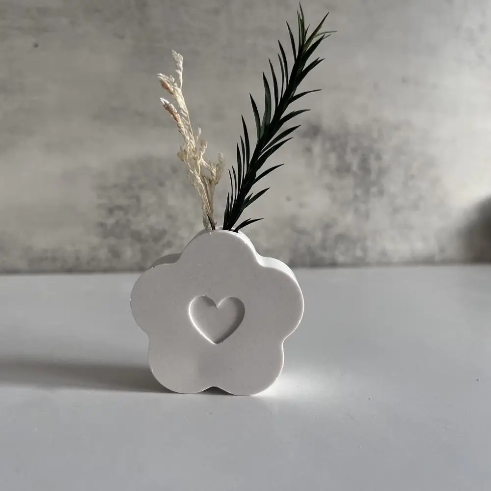 DIY florero 3D molde de silicona moda Arco Iris casa forma de corazón decoración del hogar artesanía molde de yeso para jardinería creativa