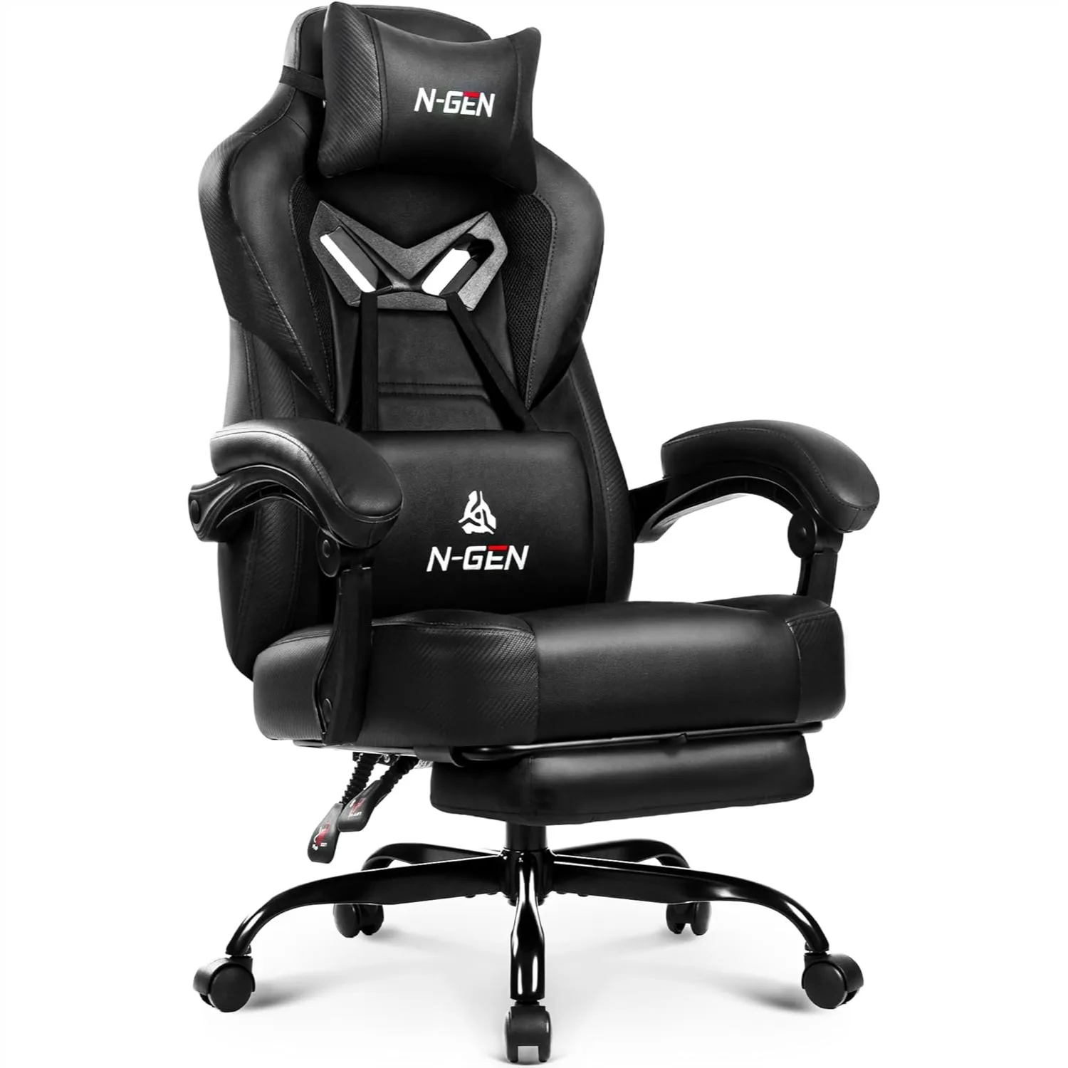 Gaming Chair Big and Tall Office Computer Desk Chair with Ergonomic Lumbar Support High Back Recliner Footrest for Adults