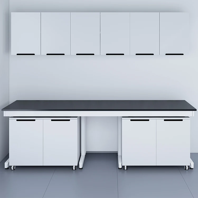 

Новый дизайн лабораторной мебели стальной лабораторный рабочий стол с подвесным шкафом