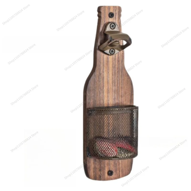For Wall-mounted Beer Bottle Opener, Creative Wall-mounted Screwdriver with Bottle Cap Storage Basket