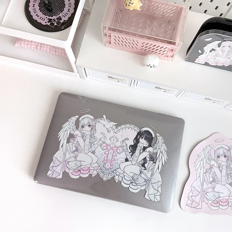 Angel Girl Shining Glitter Laptop Case For Apple Macbook 15 inch M5 Air 15 13 13.6 Inch For M4M3M2M1 Chip Pro 13 Air 13 Cover