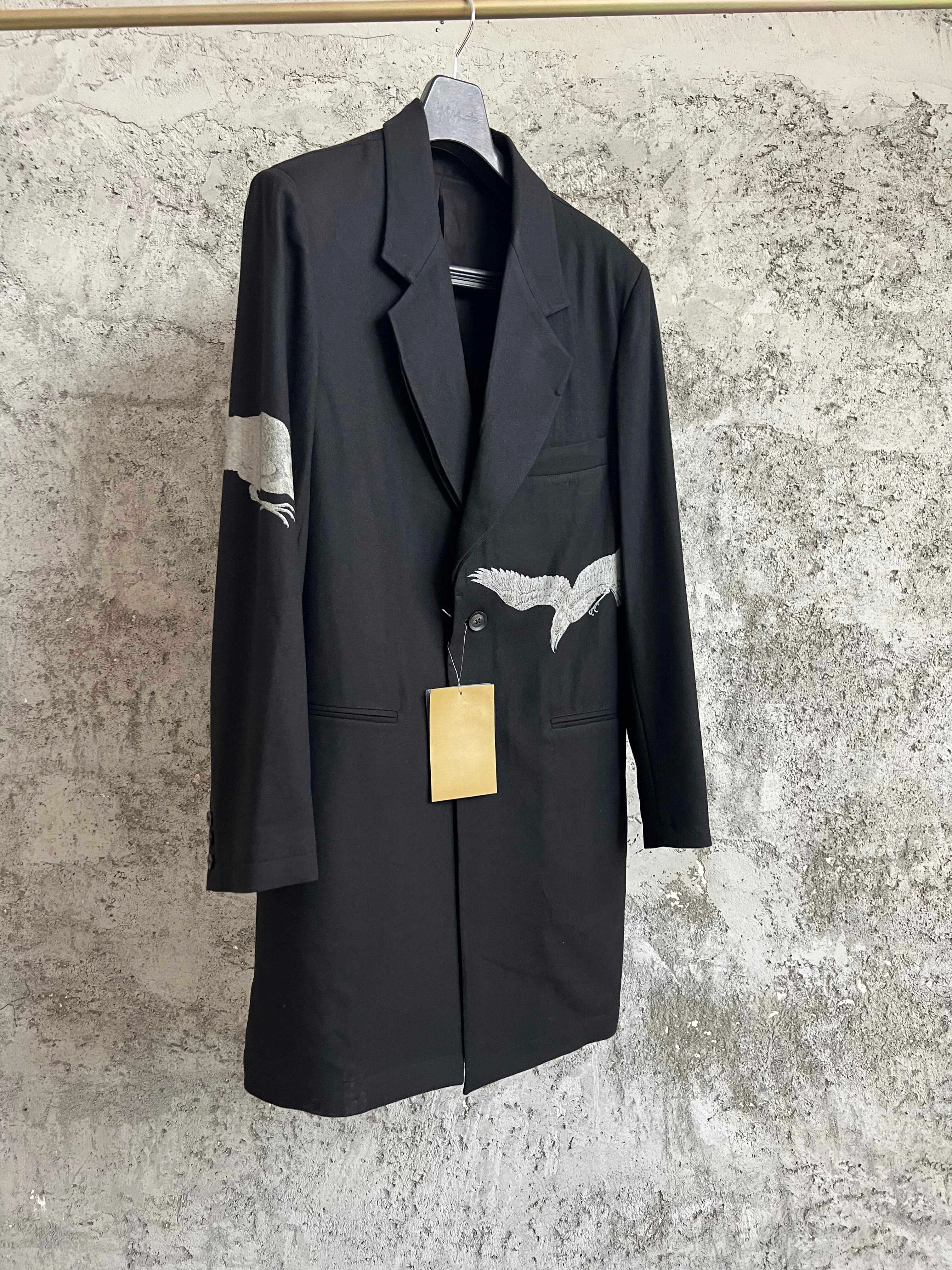 TOP-YAMAMOTO Torii dyed wool Crow Coat Long suit Wool