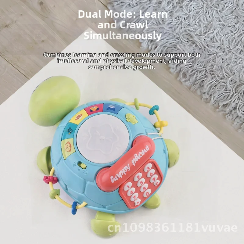 Musique pour enfants éducation précoce histoire Machine amusant ramper tortue téléphone perlé bébé jouet main tambour jouet pour bébé 0-3 ans