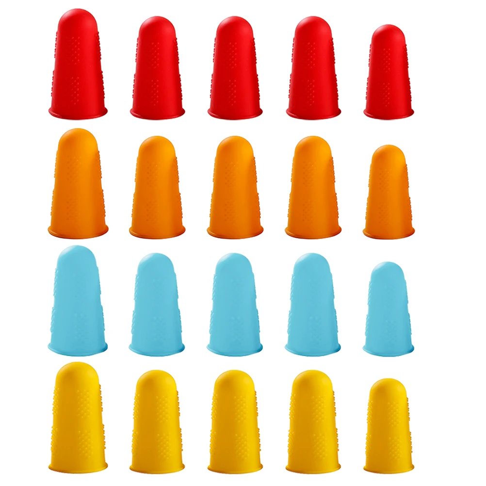 

20 Pcs Silicone Finger Protectors Heat Resistant Non Stick Covers For Hot Glue Guns Sewing Knitting Embroidering Multicolor