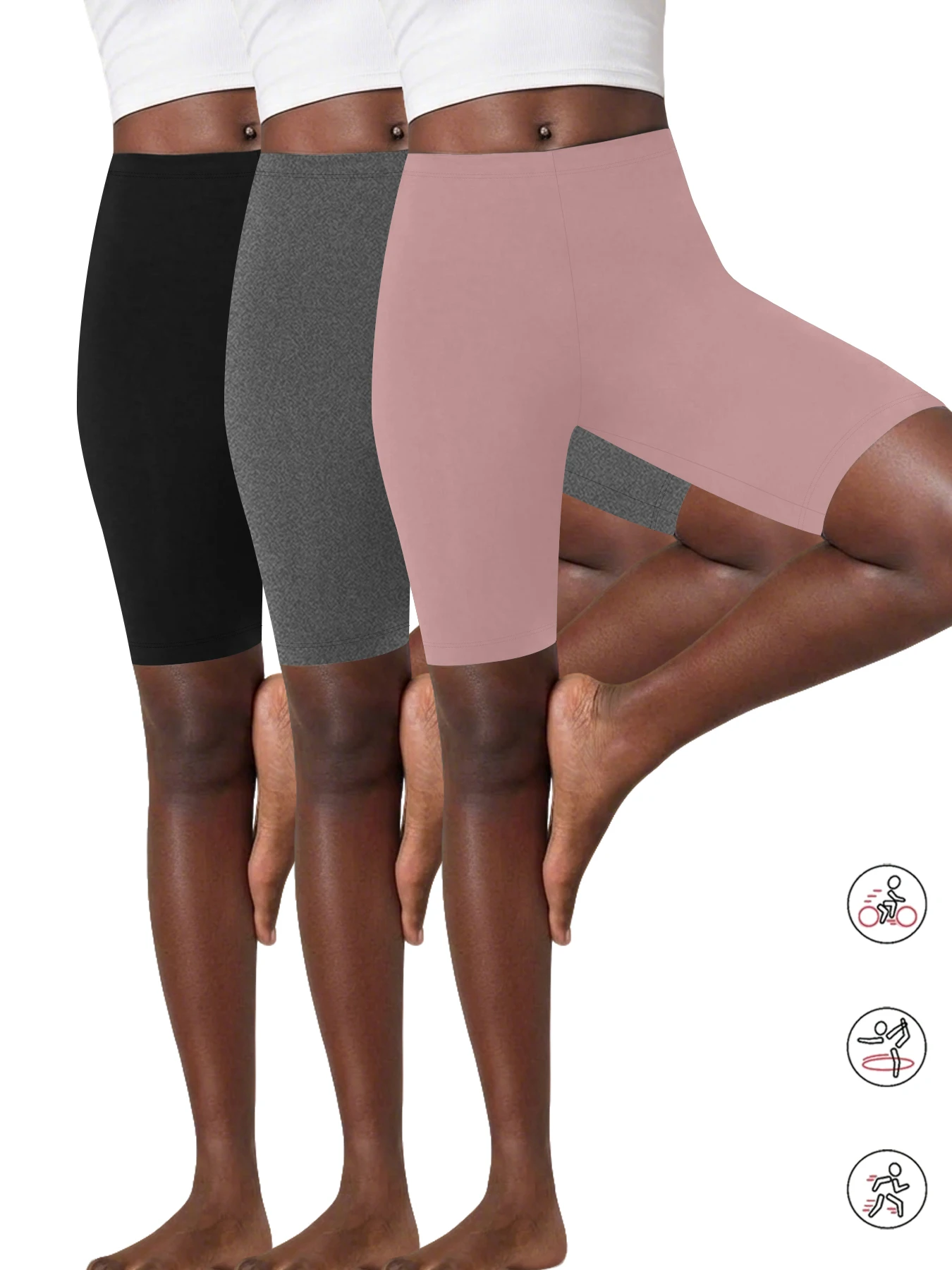 

3 пары женских шорт для байкеров, супермягкие, непрозрачные, для тренировок, бега, йоги, дома и отдыха, леггинсы