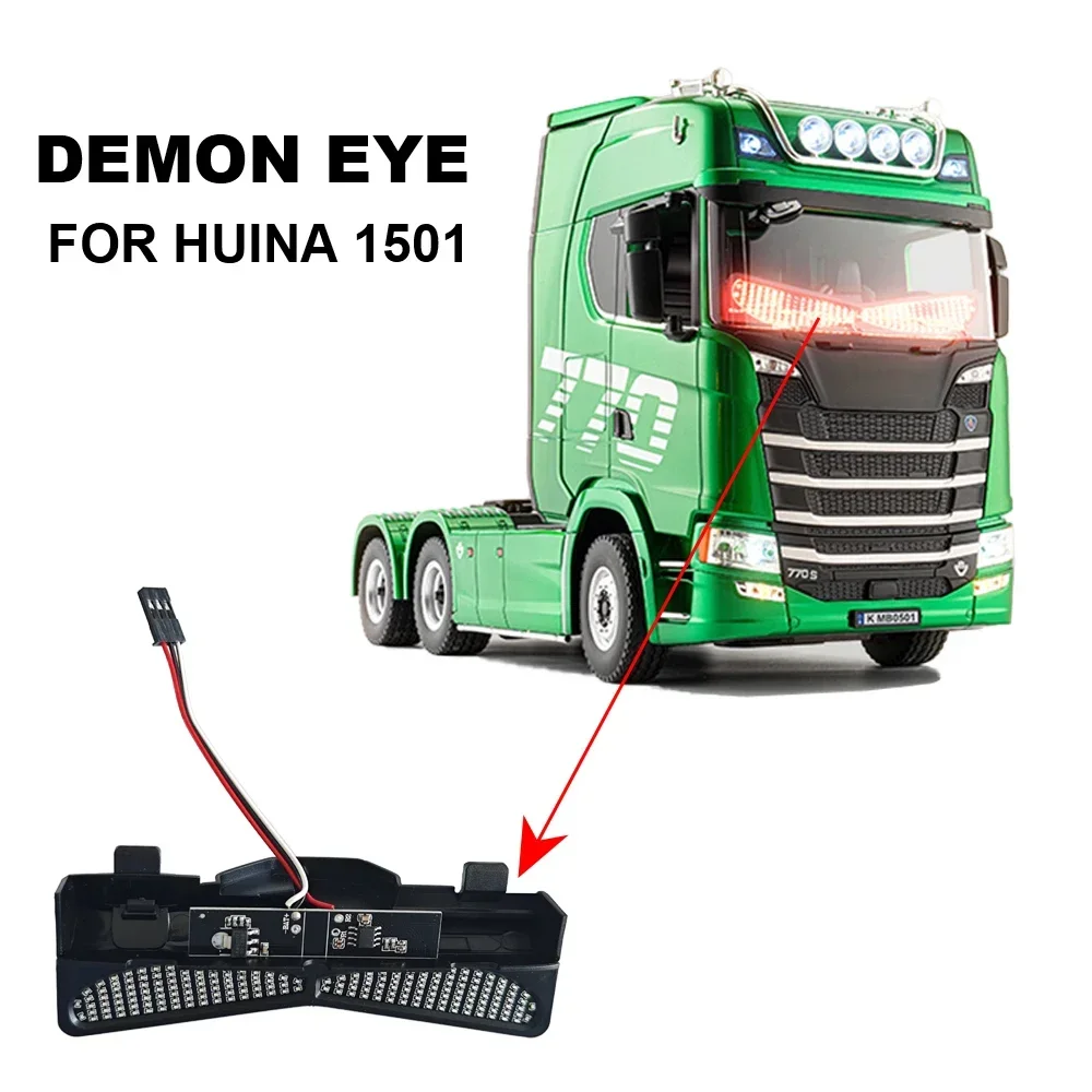 Accesorio mejorado Ojo del Diablo compatible con el camión de control remoto Huina 1501 Scania 770S verde, juguete de camión de transporte con remolque 1/18