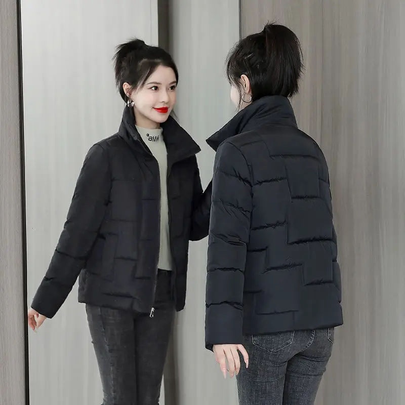 

Korean Style 2024 Winter New Cotton Coat Jacket Padded Coat Female Solid Zipper Outwear Coats Long Sleeve Down Jacket V11