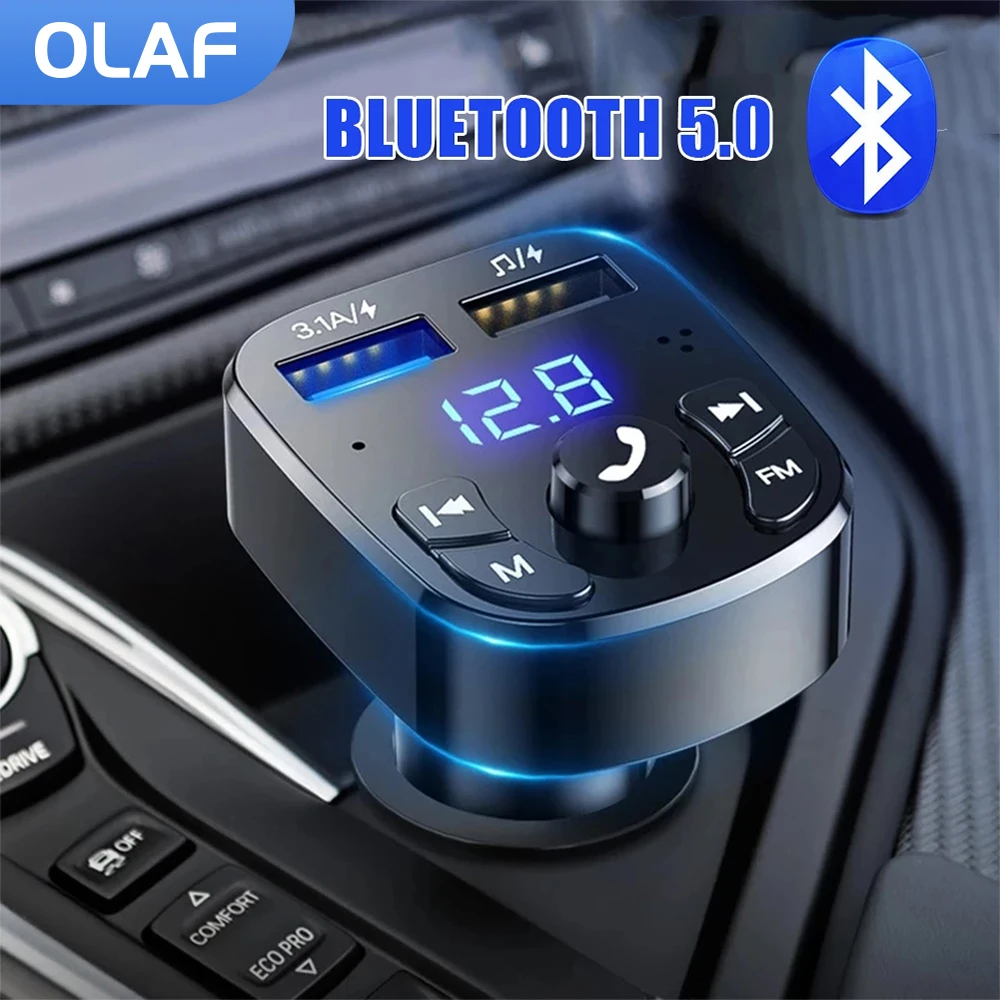 OLAF Dual USB Sạc Xe Hơi Bluetooth 5.0 Bộ Phát FM Xe Bộ MP3 Bộ Điều Chế Tay Cầm Không Dây Âm Thanh Thu 3.1A Sạc Nhanh