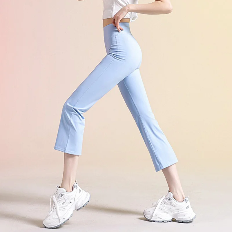 Aiithuug High Waist Mini Flared Leggings Ankle Length Running Legging Bell Bottom Capris Flare Bootcut Yoga Pants Cropped